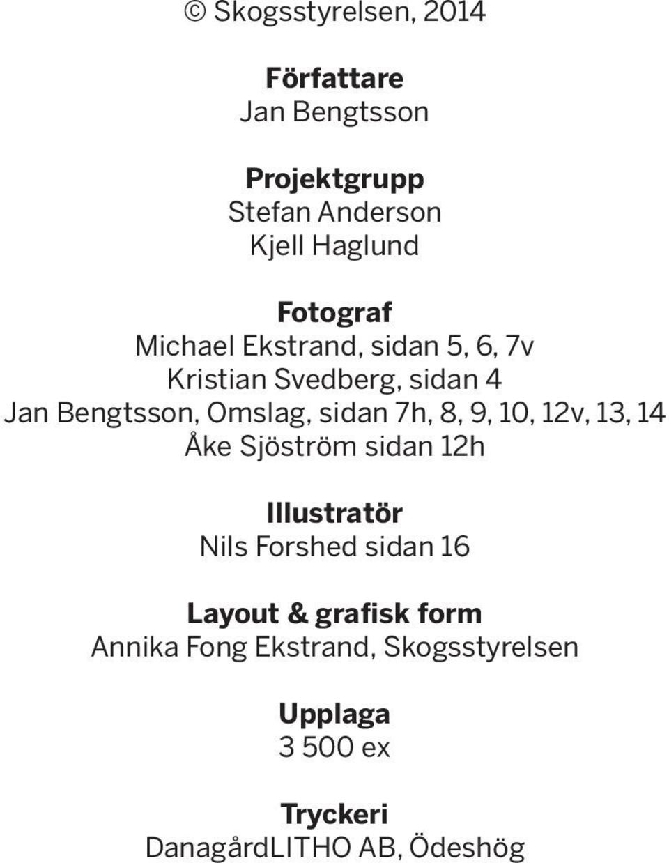 sidan 7h, 8, 9, 10, 12v, 13, 14 Åke Sjöström sidan 12h Illustratör Nils Forshed sidan 16