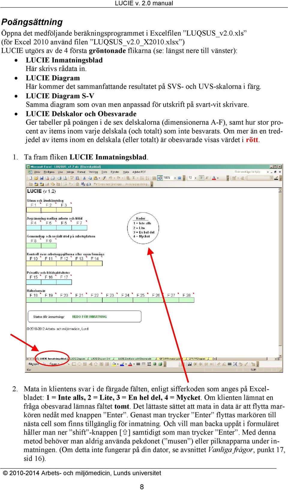 LUCIE Diagram Här kommer det sammanfattande resultatet på SVS- och UVS-skalorna i färg. LUCIE Diagram S-V Samma diagram som ovan men anpassad för utskrift på svart-vit skrivare.