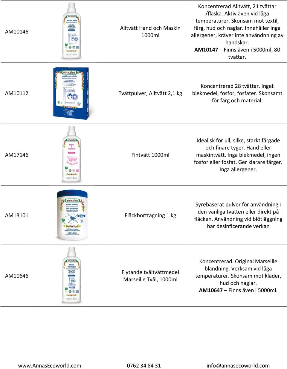 Inget blekmedel, fosfor, fosfater. Skonsamt för färg och material. AM17146 Fintvätt 1000ml Idealisk för ull, silke, starkt färgade och finare tyger. Hand eller maskintvätt.