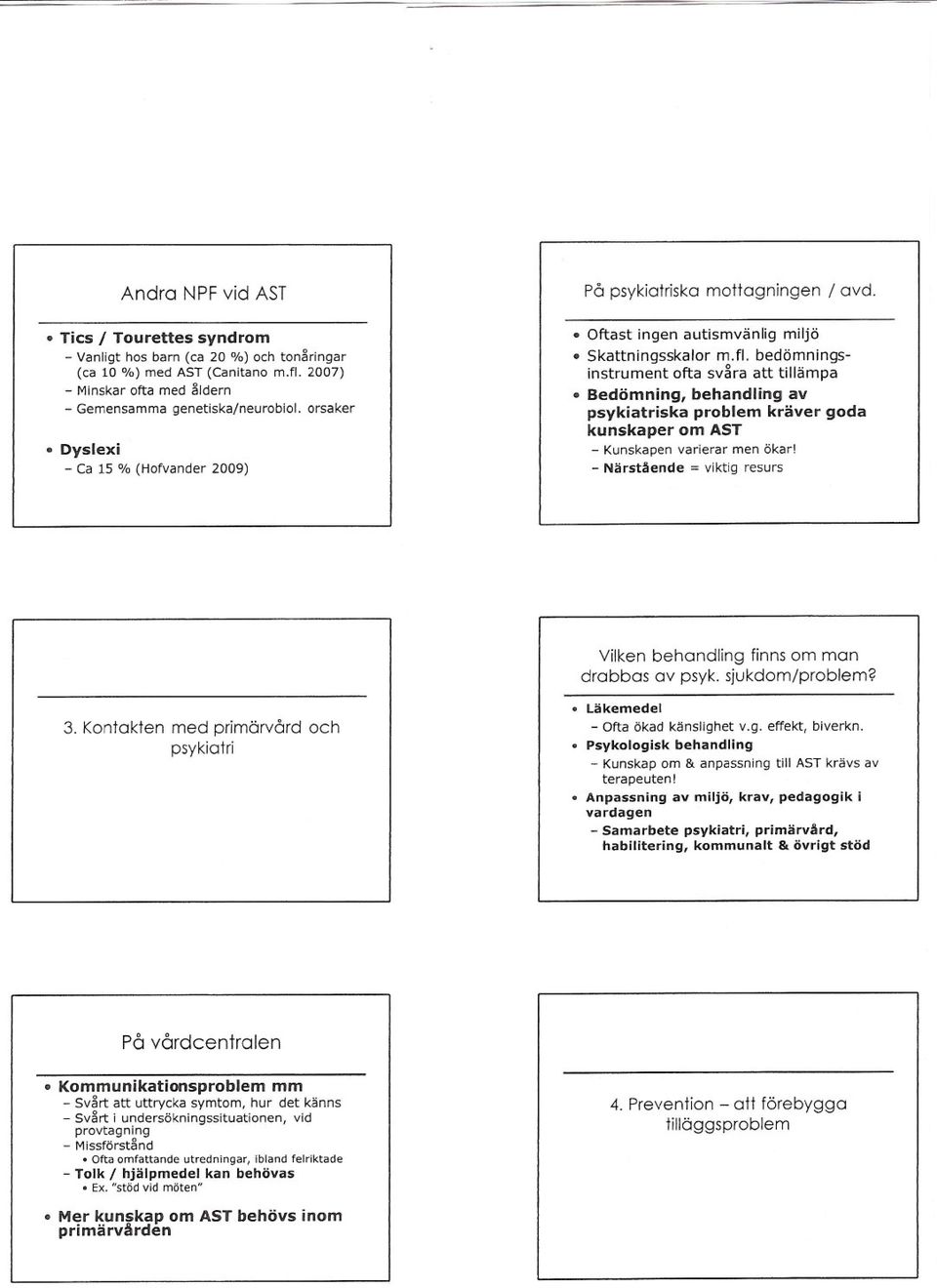 bedömningsinstrument ofta svåra att tillämpa Bedömning, behandling av psykiatriska problem kräver goda kunskaper om AST - Kunskapen varierar men ökar!