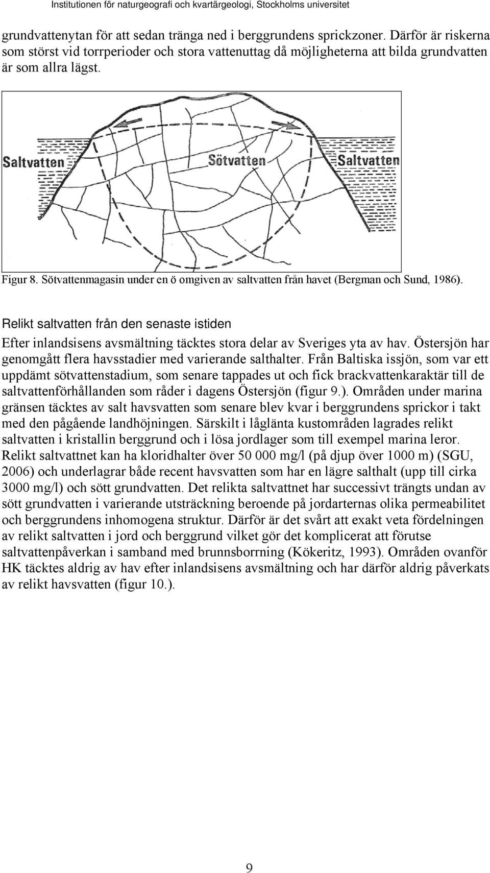 Sötvattenmagasin under en ö omgiven av saltvatten från havet (Bergman och Sund, 1986).