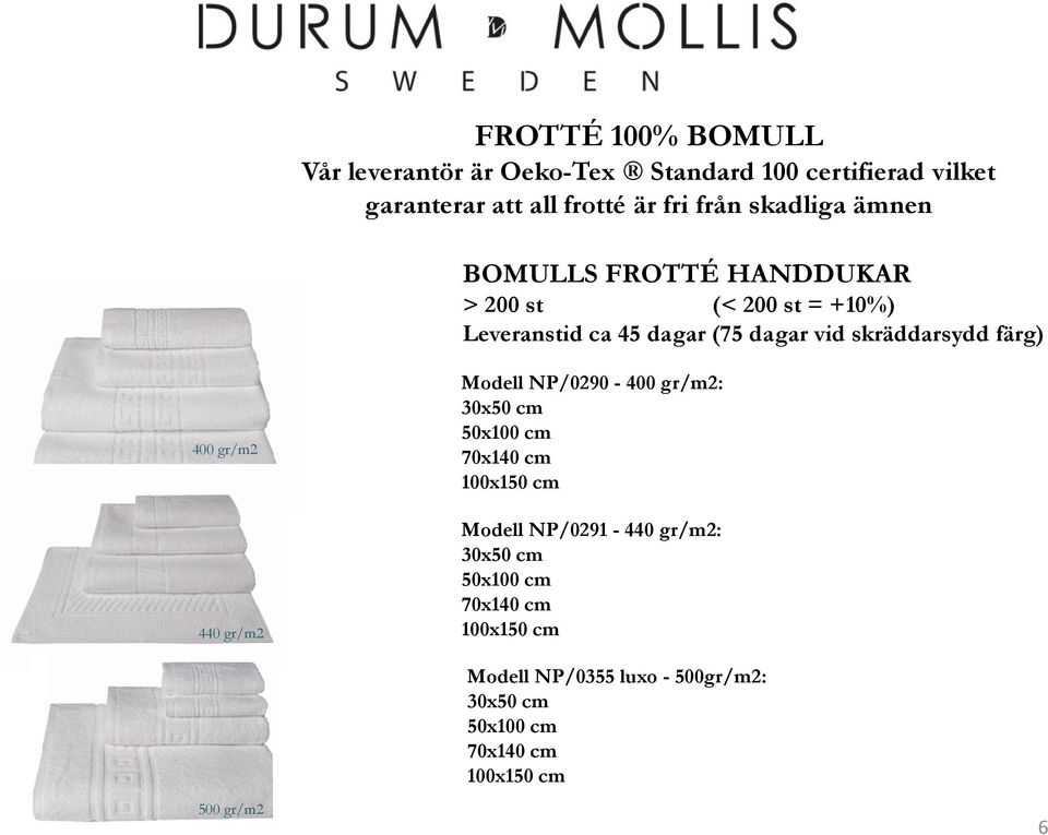 färg) 400 gr/m2 440 gr/m2 Modell NP/0290-400 gr/m2: 30x50 cm 50x100 cm 70x140 cm 100x150 cm Modell NP/0291-440 gr/m2: