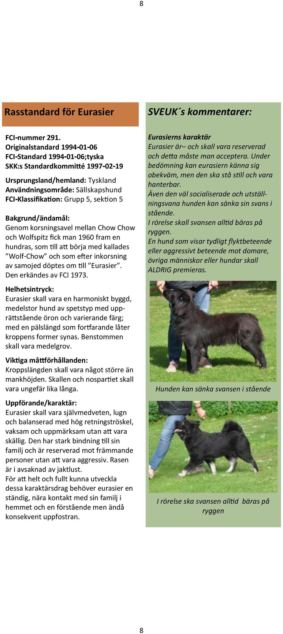 Bakgrund/ändamål: Genom korsningsavel mellan Chow Chow och Wolfspitz fick man 1960 fram en hundras, som till att börja med kallades Wolf-Chow och som efter inkorsning av samojed döptes om till