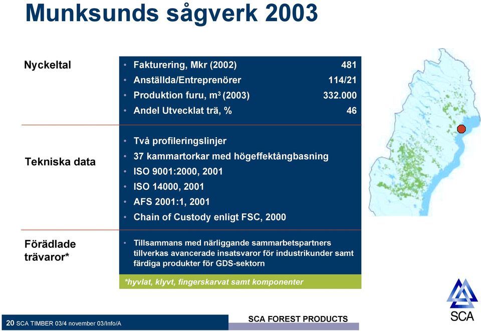 2001 AFS 2001:1, 2001 Chain of Custody enligt FSC, 2000 Förädlade trävaror* Tillsammans med närliggande sammarbetspartners tillverkas