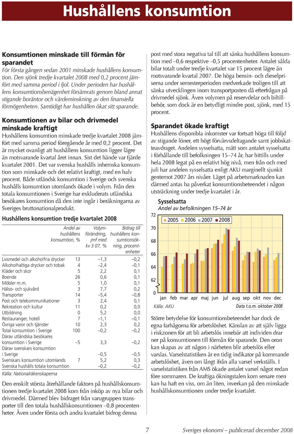 Under perioden har hushållens konsumtionsbenägenhet försämrats genom bland annat stigande boräntor och värdeminskning av den finansiella förmögenheten. Samtidigt har hushållen ökat sitt sparande.