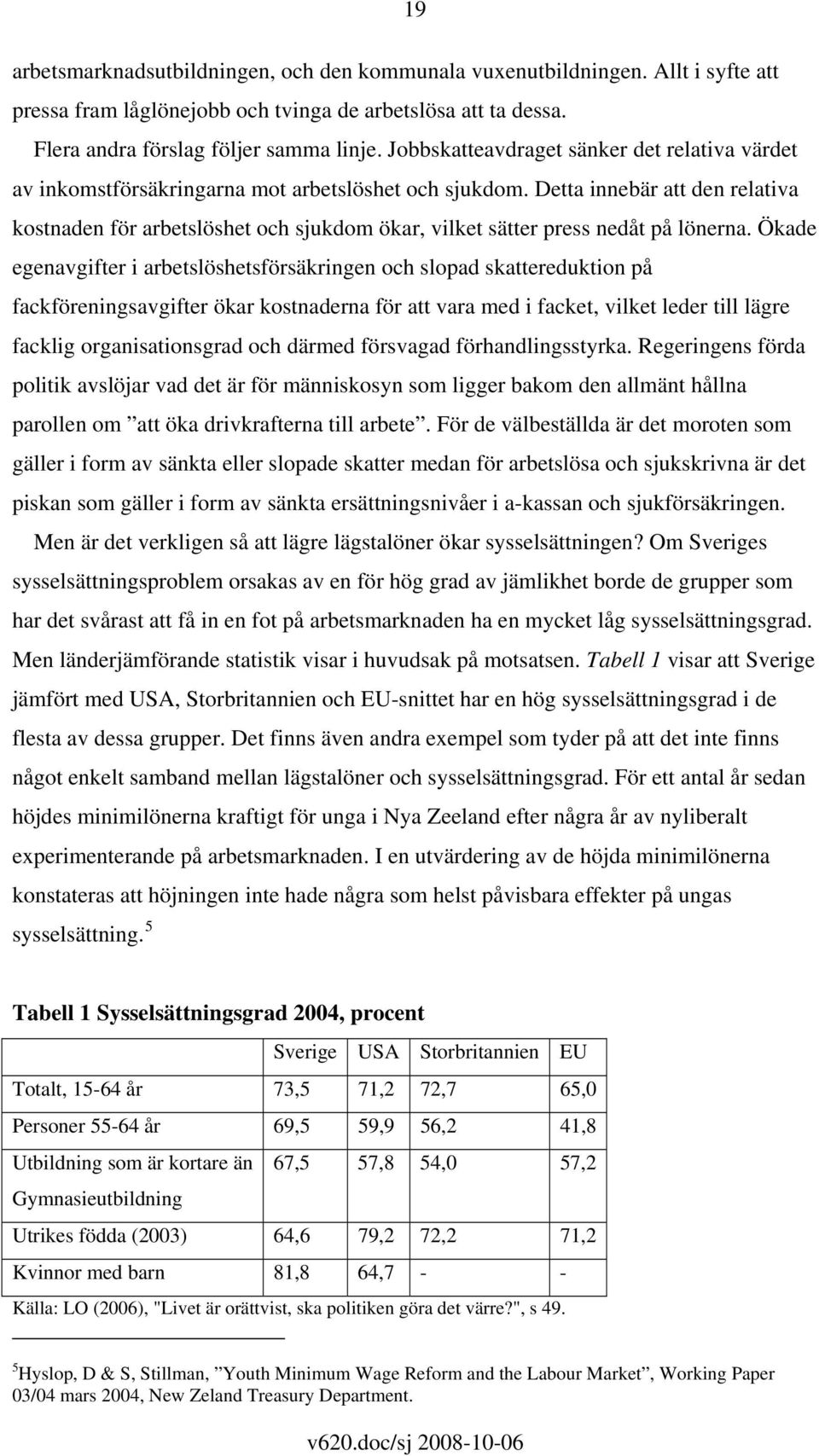 Detta innebär att den relativa kostnaden för arbetslöshet och sjukdom ökar, vilket sätter press nedåt på lönerna.