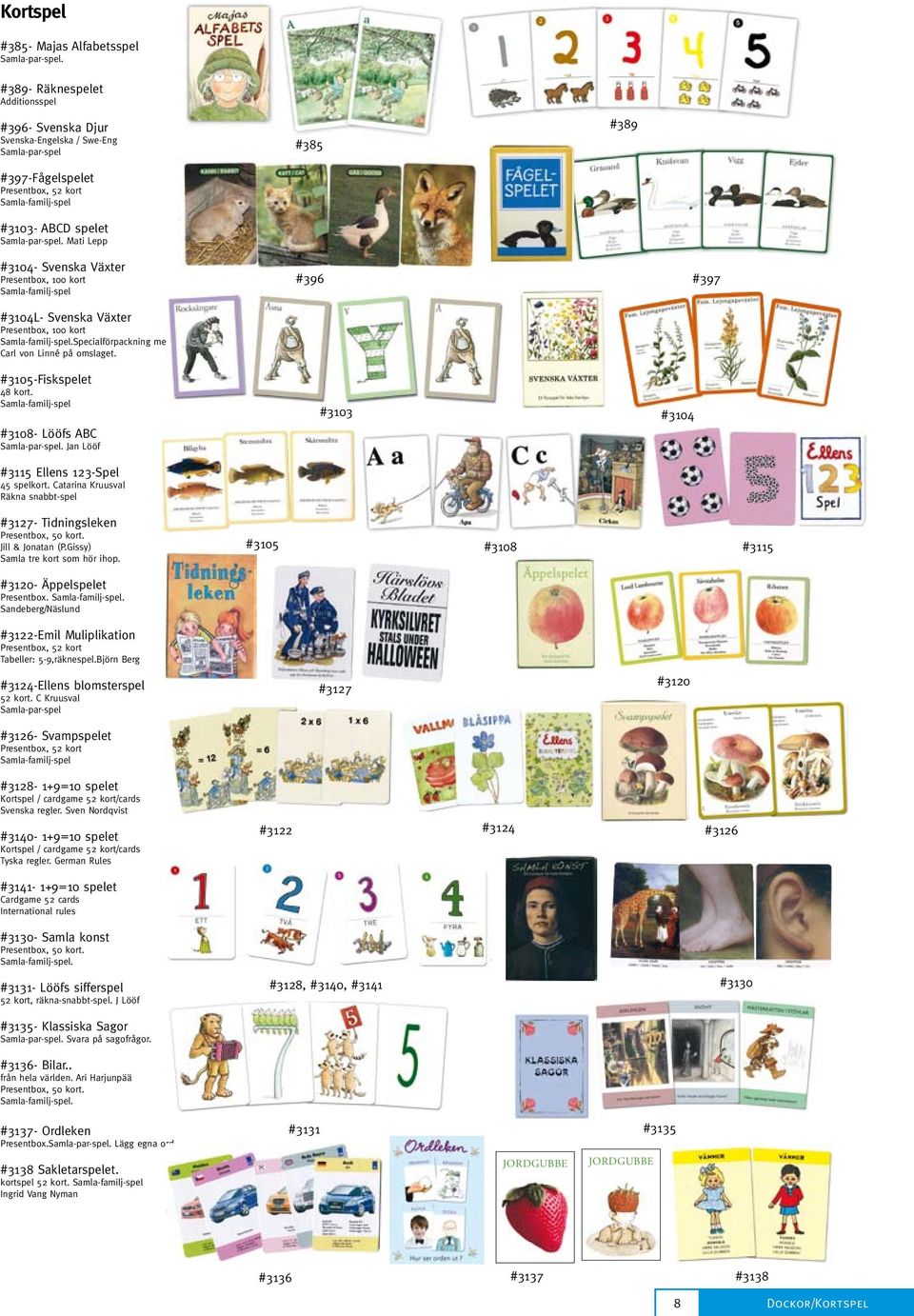 Mati Lepp #385 #389 #3104- Svenska Växter Presentbox, 100 kort Samla-familj-spel #396 #397 #3104L- Svenska Växter Presentbox, 100 kort Samla-familj-spel.