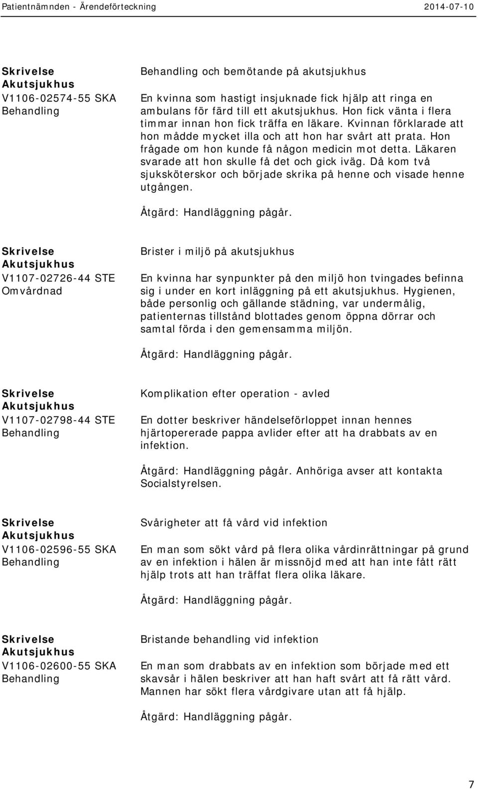 Läkaren svarade att hon skulle få det och gick iväg. Då kom två sjuksköterskor och började skrika på henne och visade henne utgången.