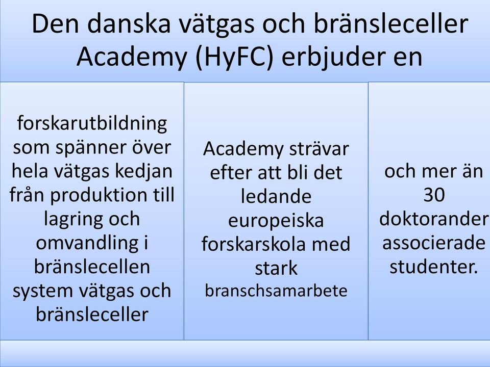 bränslecellen system vätgas och bränsleceller Academy strävar efter att bli det ledande