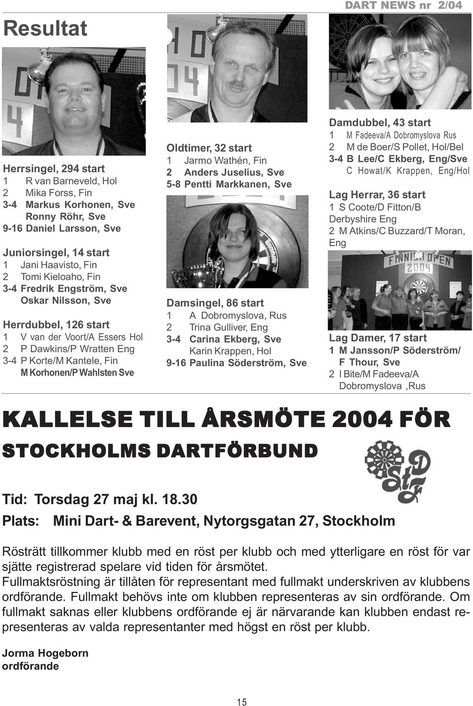 Oldtimer, 32 start 1 Jarmo Wathén, Fin 2 Anders Juselius, Sve 5-8 Pentti Markkanen, Sve Damsingel, 86 start 1 A Dobromyslova, Rus 2 Trina Gulliver, Eng 3-4 Carina Ekberg, Sve Karin Krappen, Hol 9-16