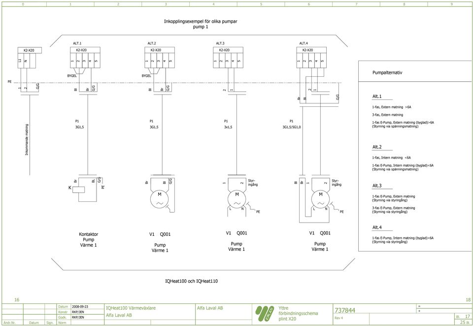 fas, Extern matning >A fas, Extern matning fas EPump, Extern matning (byglad)>a (Styrning via spänningsmatning) Alt.