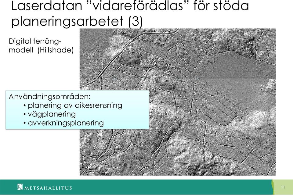 (Hillshade) Användningsområden: planering