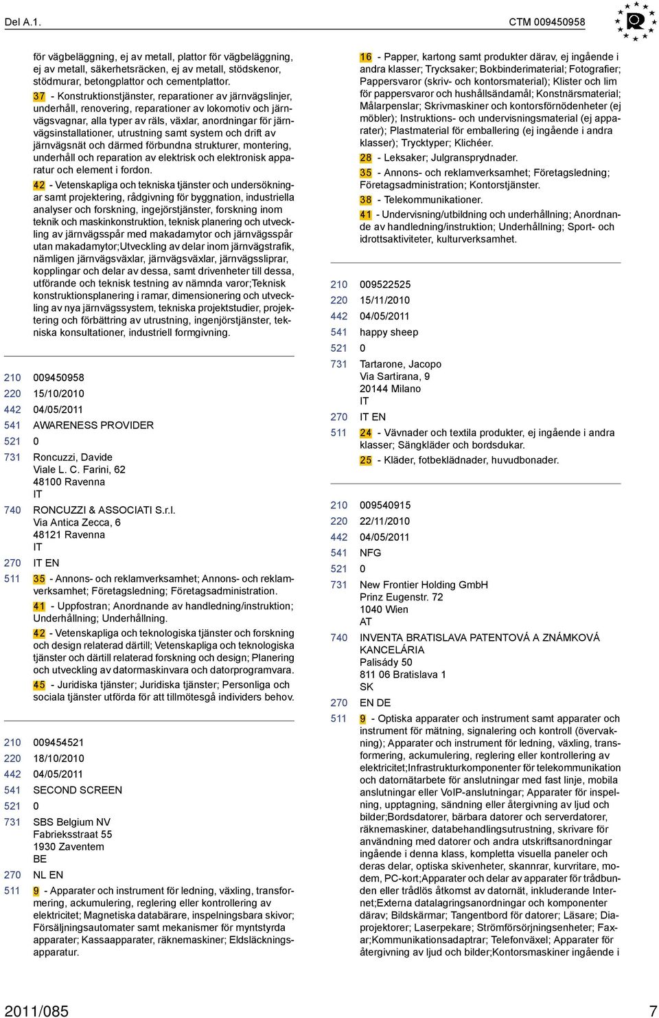 utrustning samt system och drift av järnvägsnät och därmed förbundna strukturer, montering, underhåll och reparation av elektrisk och elektronisk apparatur och element i fordon.