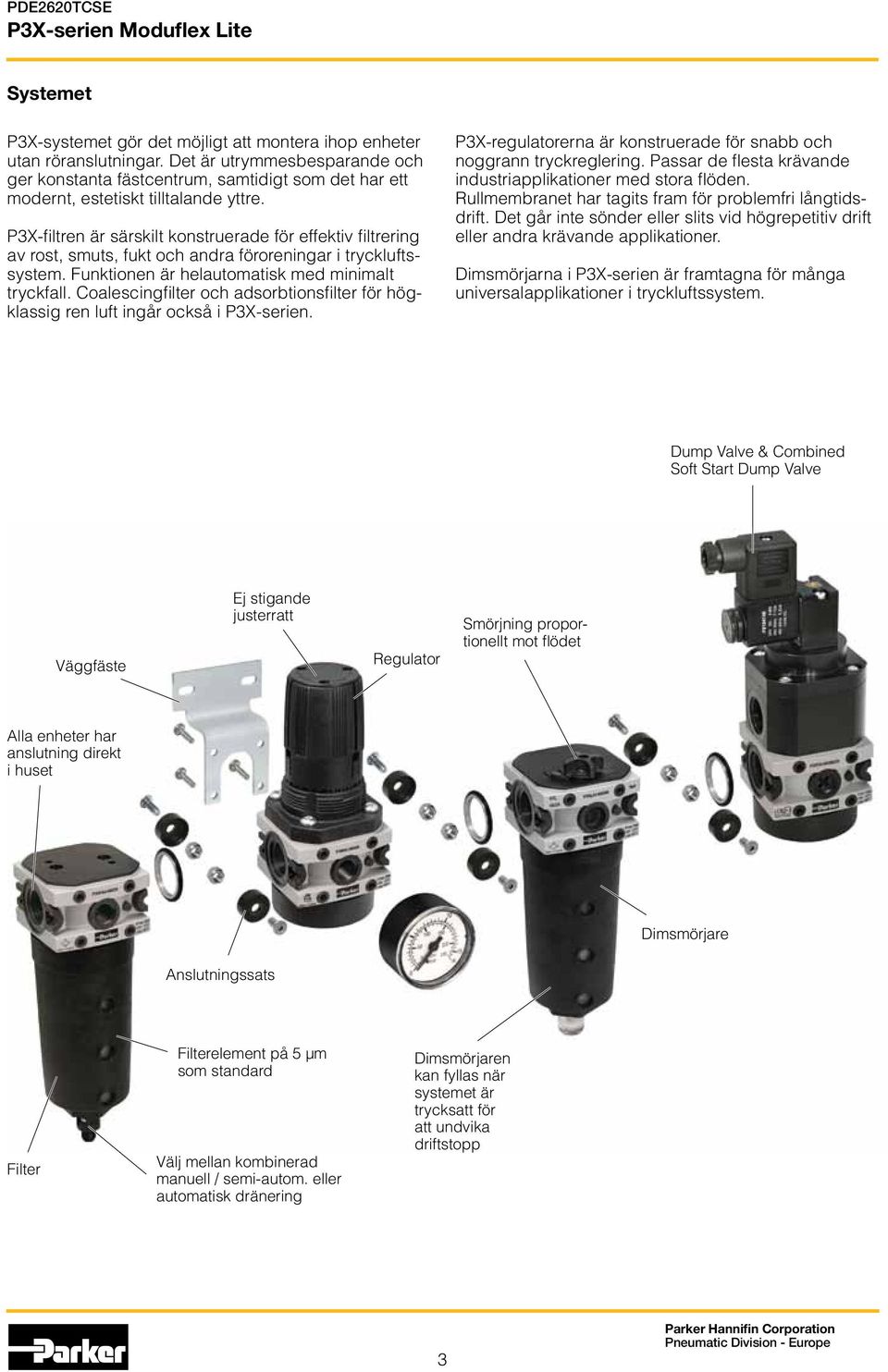 P3X-filtren är särskilt konstruerade för effektiv filtrering av rost, smuts, fukt och andra föroreningar i tryckluftssystem. Funktionen är helautomatisk med minimalt tryckfall.