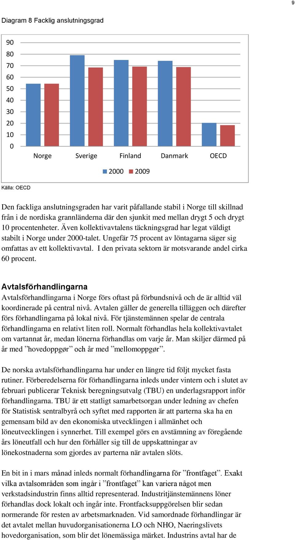 Ungefär 75 procent av löntagarna säger sig omfattas av ett kollektivavtal. I den privata sektorn är motsvarande andel cirka 6 procent.