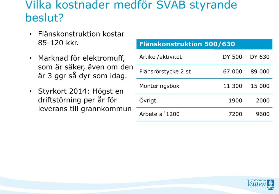 Styrkort 2014: Högst en driftstörning per år för leverans till grannkommun Flänskonstruktion