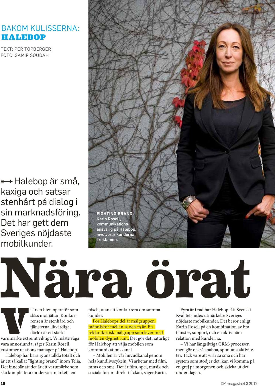 Konkurrensen är stenhård och tjänsterna likvärdiga, därför är ett starkt varumärke extremt viktigt. Vi måste våga vara annorlunda, säger Karin Rosell, customer relations manager på Halebop.