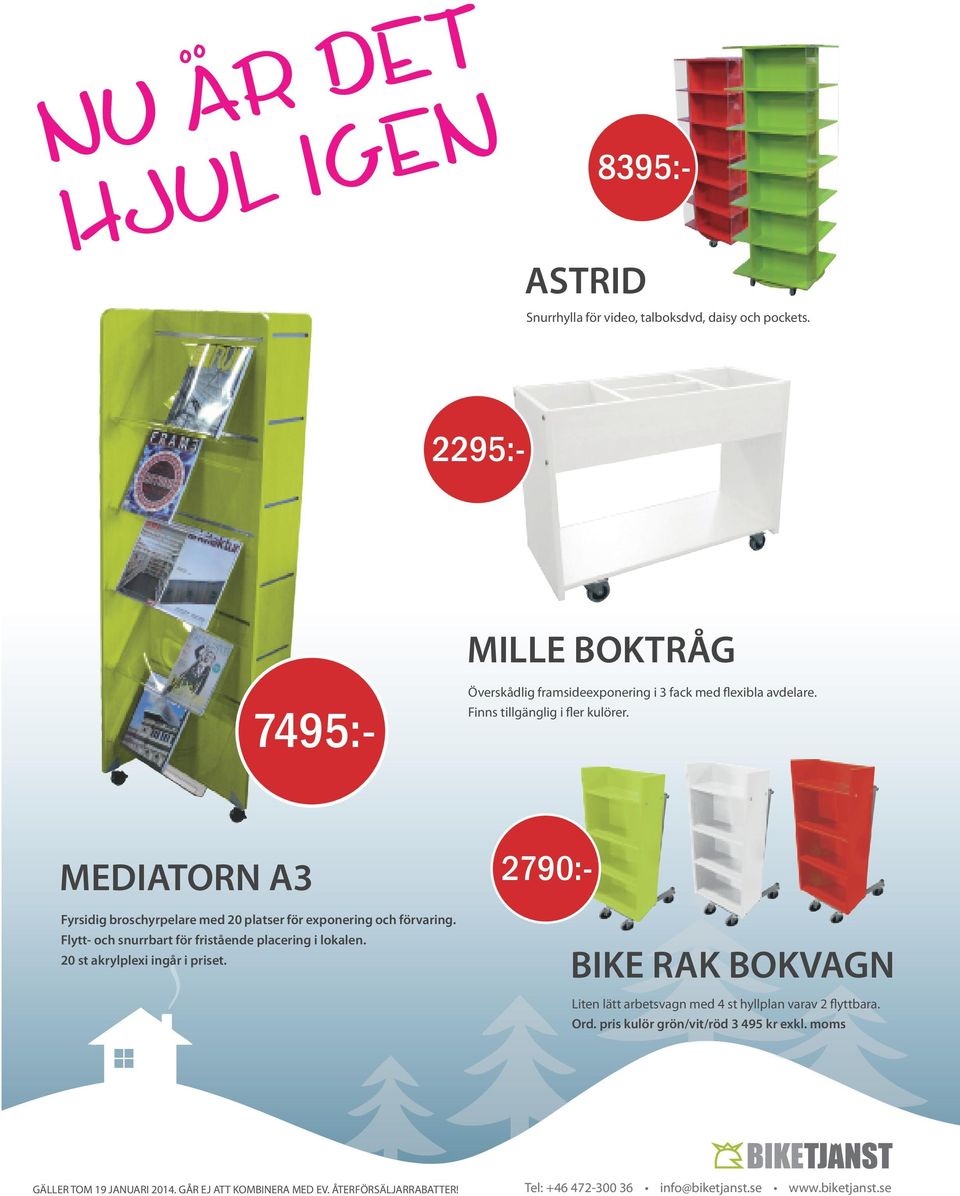 MEDIATORN A3 Fyrsidig broschyrpelare med 20 platser för exponering och förvaring. Flytt- och snurrbart för fristående placering i lokalen.