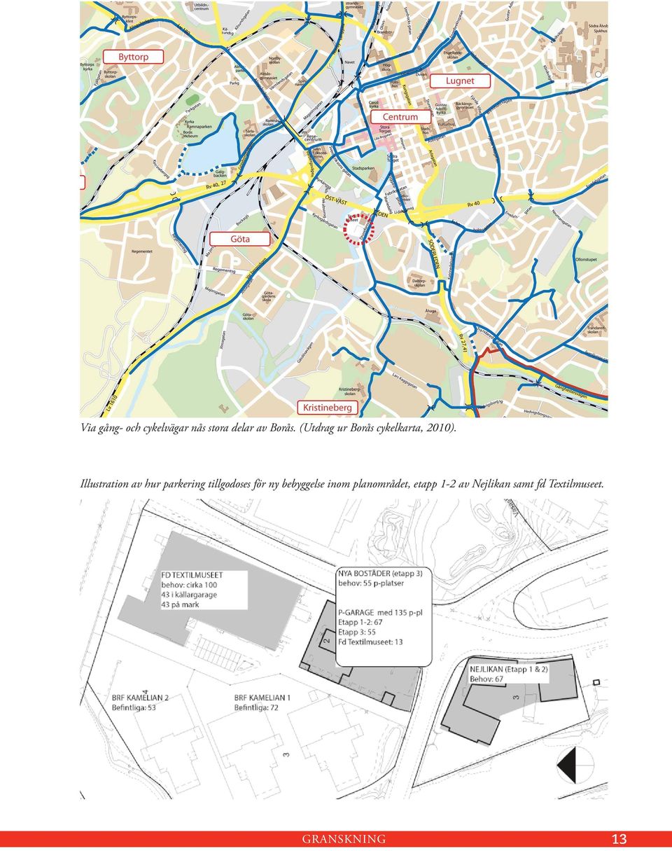 Illustration av hur parkering tillgodoses för ny