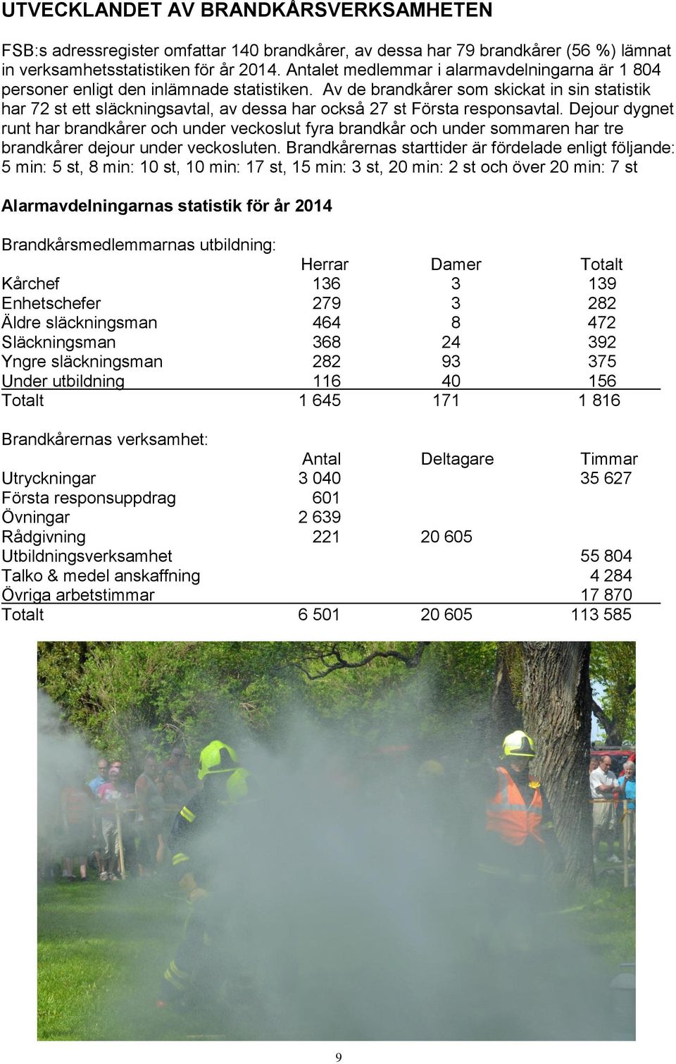 Av de brandkårer som skickat in sin statistik har 72 st ett släckningsavtal, av dessa har också 27 st Första responsavtal.