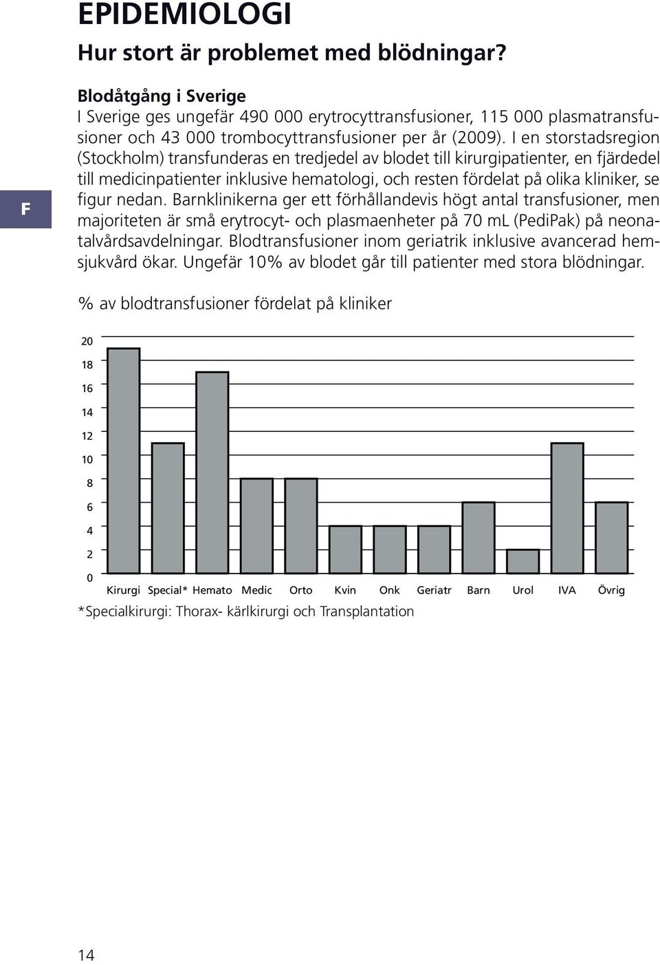 nedan. arnklinikerna ger ett förhållandevis högt antal transfusioner, men majoriteten är små erytrocyt- och plasmaenheter på 70 m (ediak) på neonatalvårdsavdelningar.