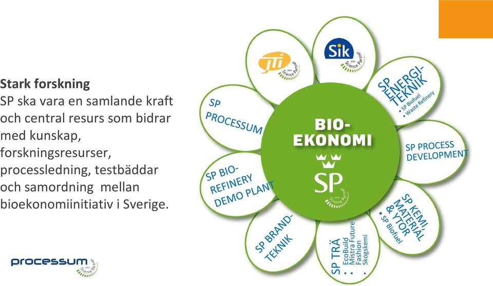 forskningsresurser, processledning, testbäddar och samordning mellan