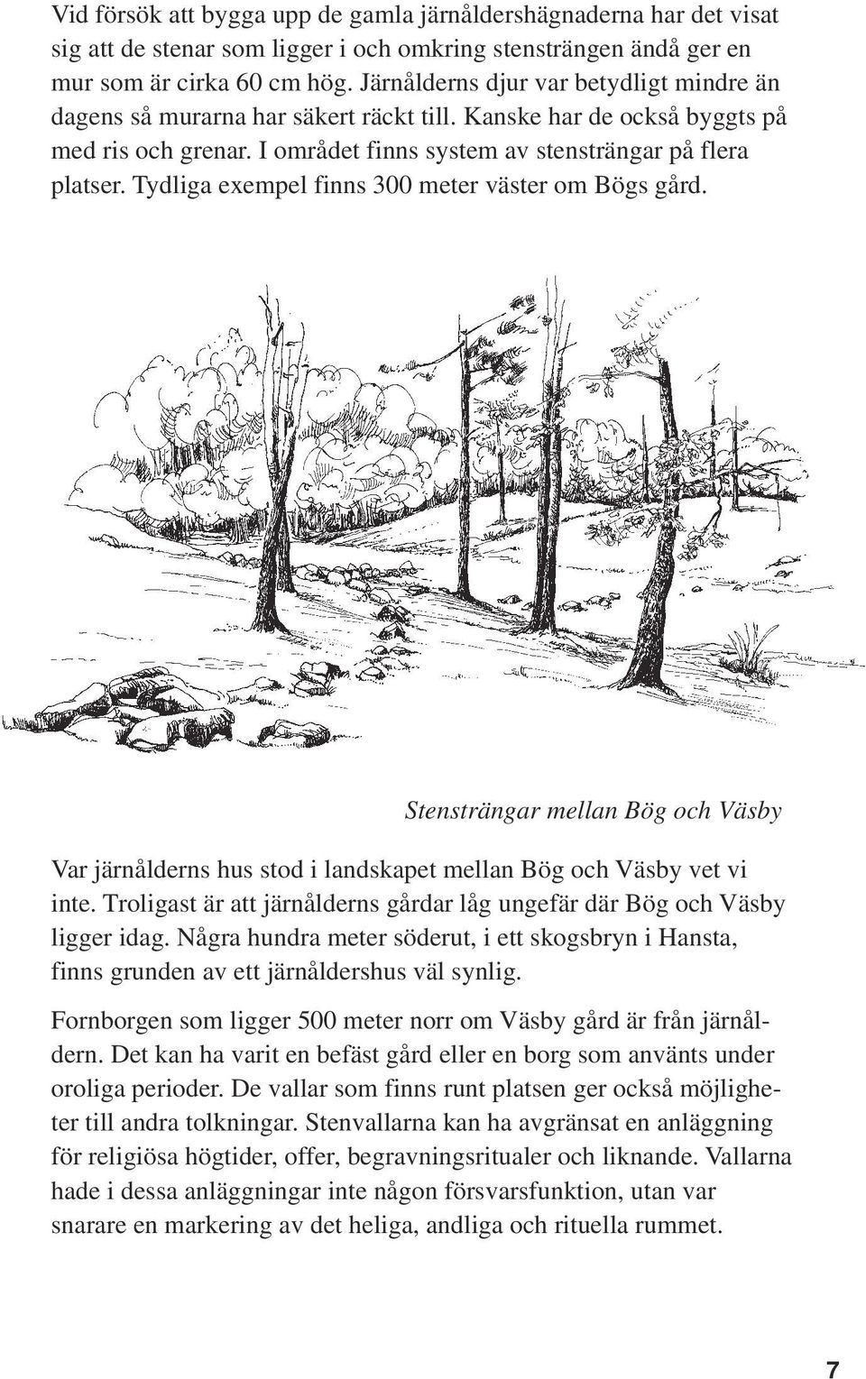 Tydliga exempel finns 300 meter väster om Bögs gård. Stensträngar mellan Bög och Väsby Var järnålderns hus stod i landskapet mellan Bög och Väsby vet vi inte.