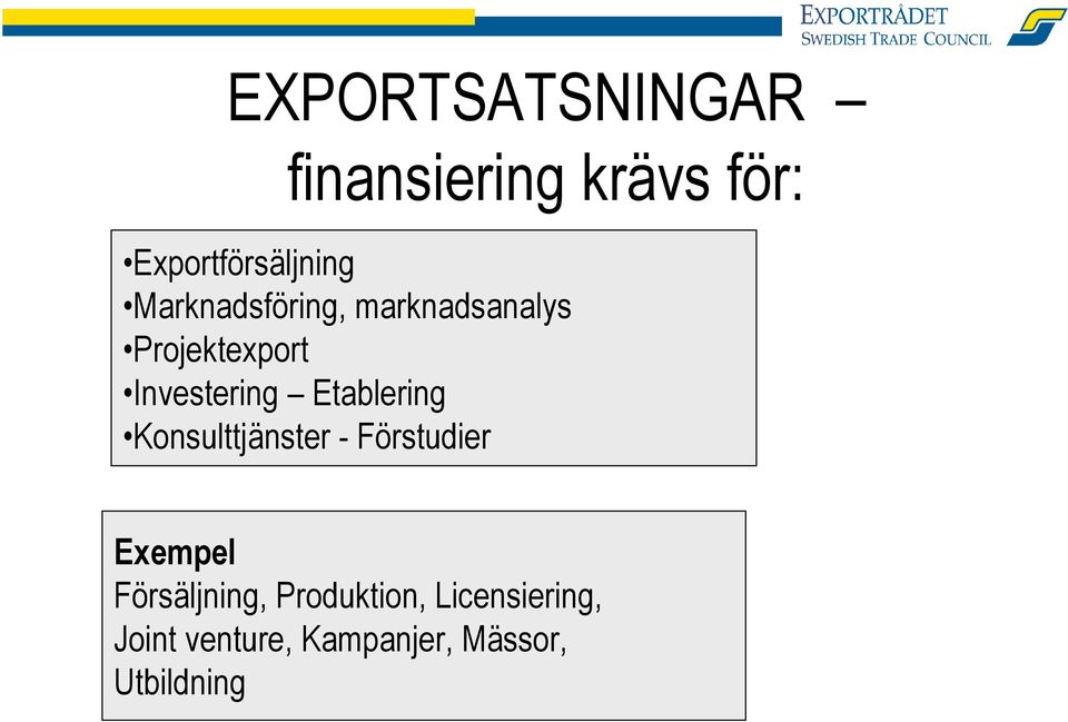 Etablering Konsulttjänster - Förstudier Exempel Försäljning,