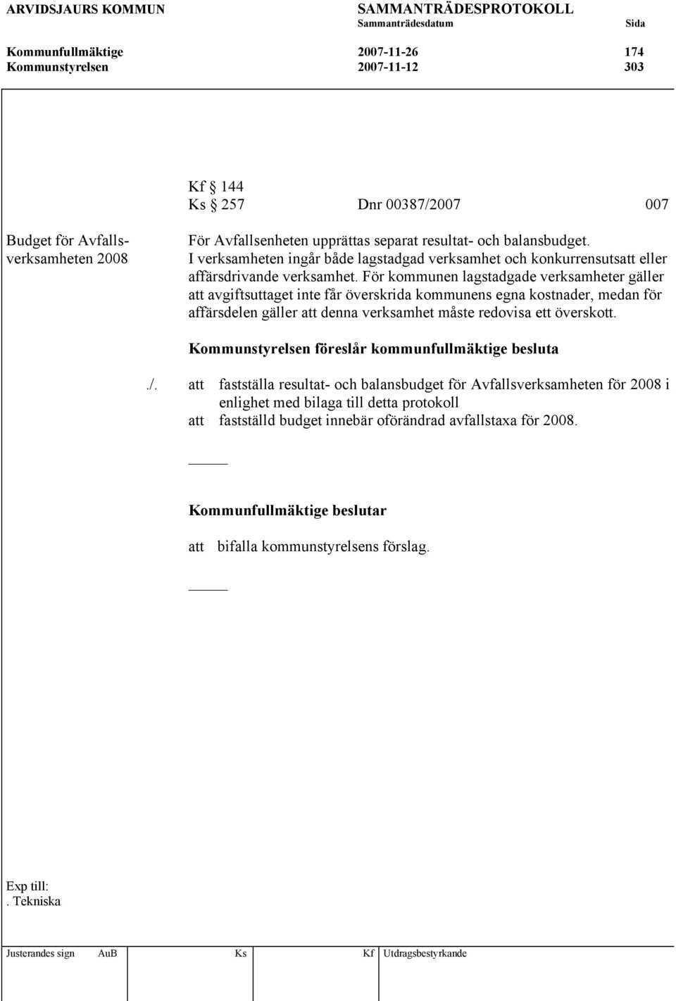 För kommunen lagstadgade verksamheter gäller att avgiftsuttaget inte får överskrida kommunens egna kostnader, medan för affärsdelen gäller att denna verksamhet måste redovisa ett överskott.