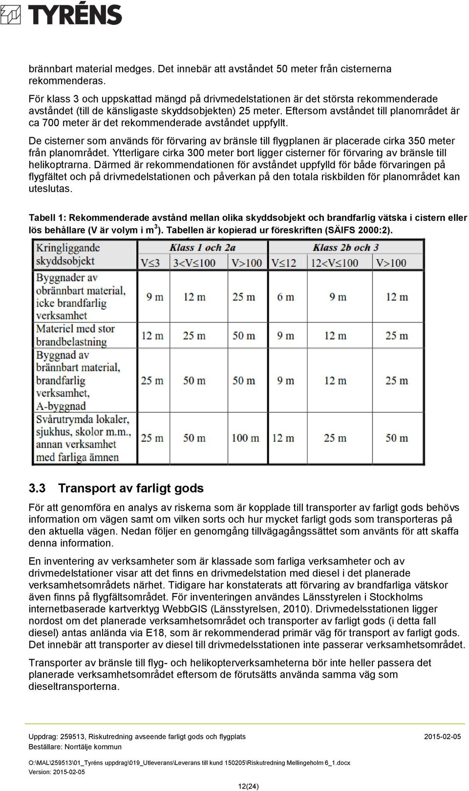 Eftersom avståndet till planområdet är ca 700 meter är det rekommenderade avståndet uppfyllt.