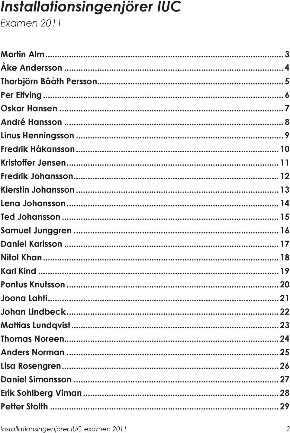 .. 15 Samuel Junggren... 16 Daniel Karlsson... 17 Nitol Khan... 18 Karl Kind... 19 Pontus Knutsson... 20 Joona Lahti... 21 Johan Lindbeck... 22 Mattias Lundqvist.