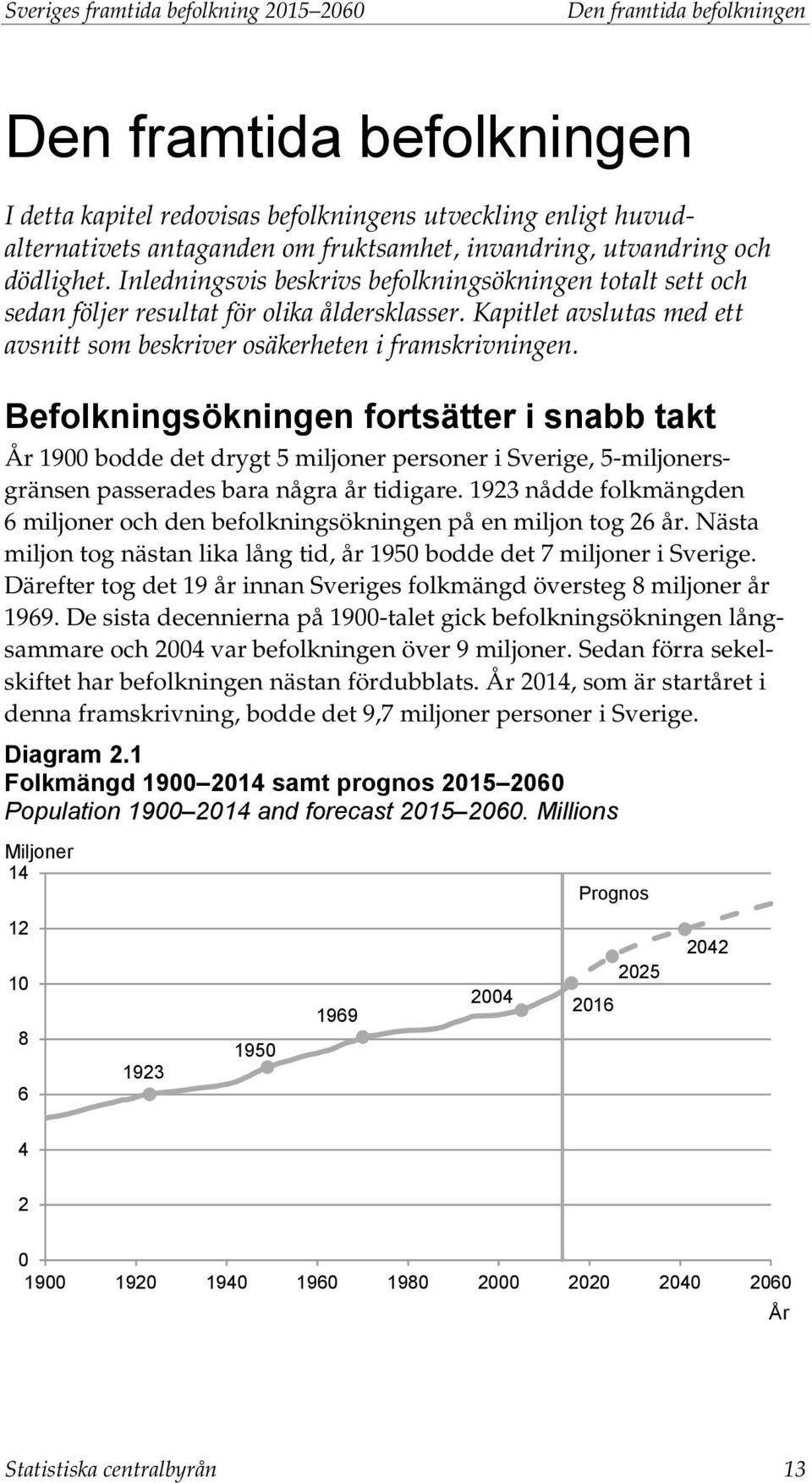 Kapitlet avslutas med ett avsnitt som beskriver osäkerheten i framskrivningen.