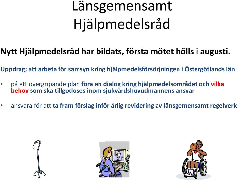 övergripande plan föra en dialog kring hjälpmedelsområdet och vilka behov som ska tillgodoses