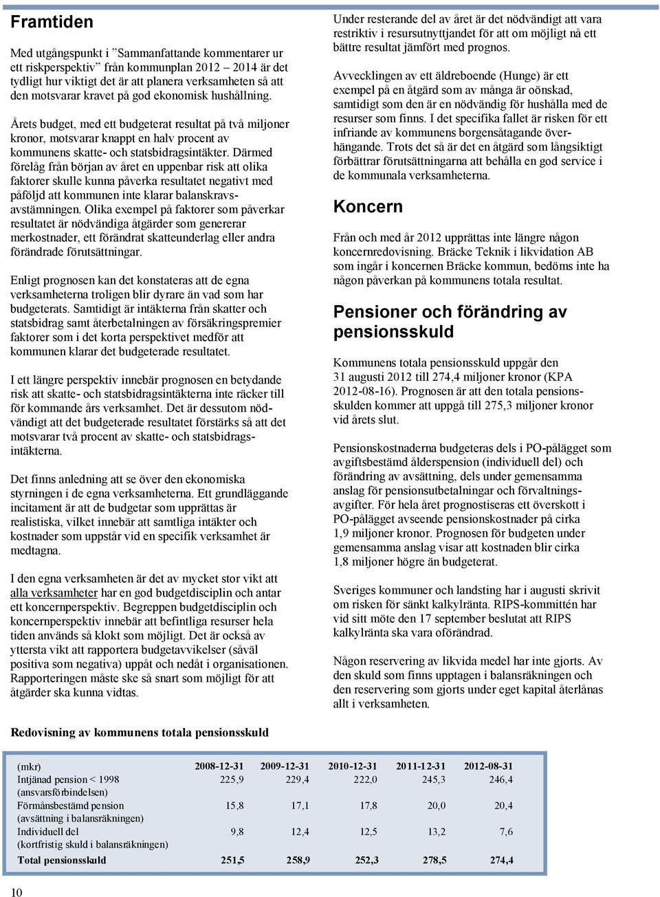 Därmed förelåg från början av året en uppenbar risk att olika faktorer skulle kunna påverka resultatet negativt med påföljd att kommunen inte klarar balanskravsavstämningen.