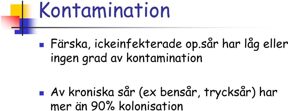 kontamination Av kroniska sår (ex