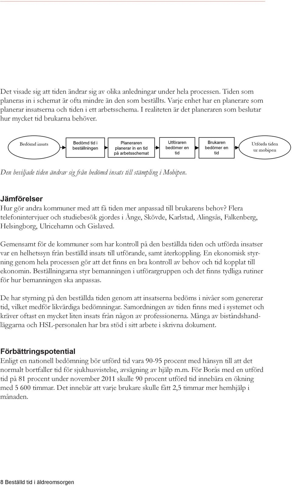 Den beviljade tiden ändrar sig från bedömd insats till stämpling i Mobipen. Jämförelser Hur gör andra kommuner med att få tiden mer anpassad till brukarens behov?