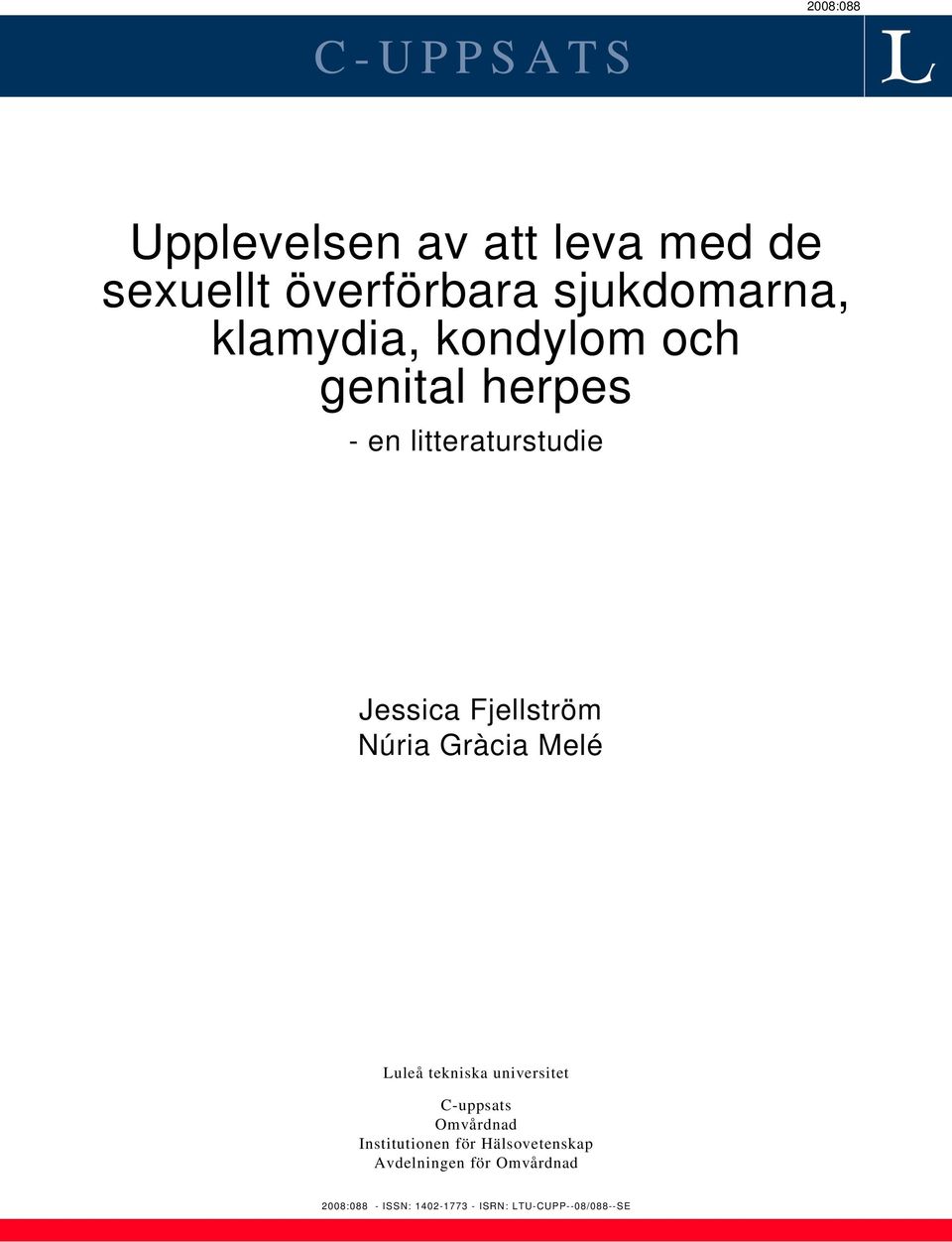 Gràcia Melé Luleå tekniska universitet C-uppsats Omvårdnad Institutionen för