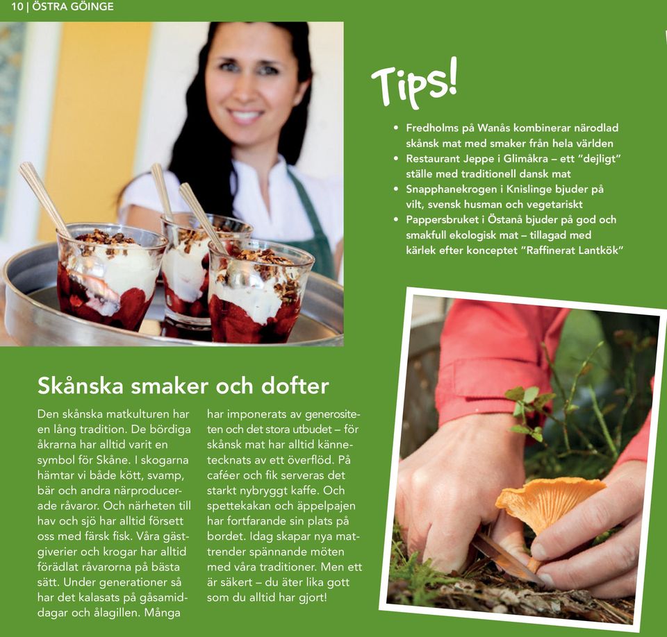 skånska matkulturen har en lång tradition. De bördiga åkrarna har alltid varit en symbol för Skåne. I skogarna hämtar vi både kött, svamp, bär och andra närproducerade råvaror.