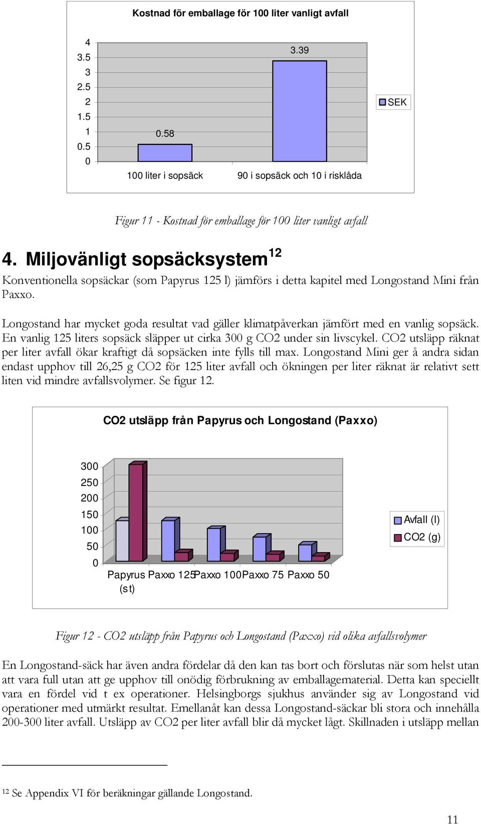 Miljovänligt sopsäcksystem 12 Konventionella sopsäckar (som Papyrus 125 l) jämförs i detta kapitel med Longostand Mini från Paxxo.