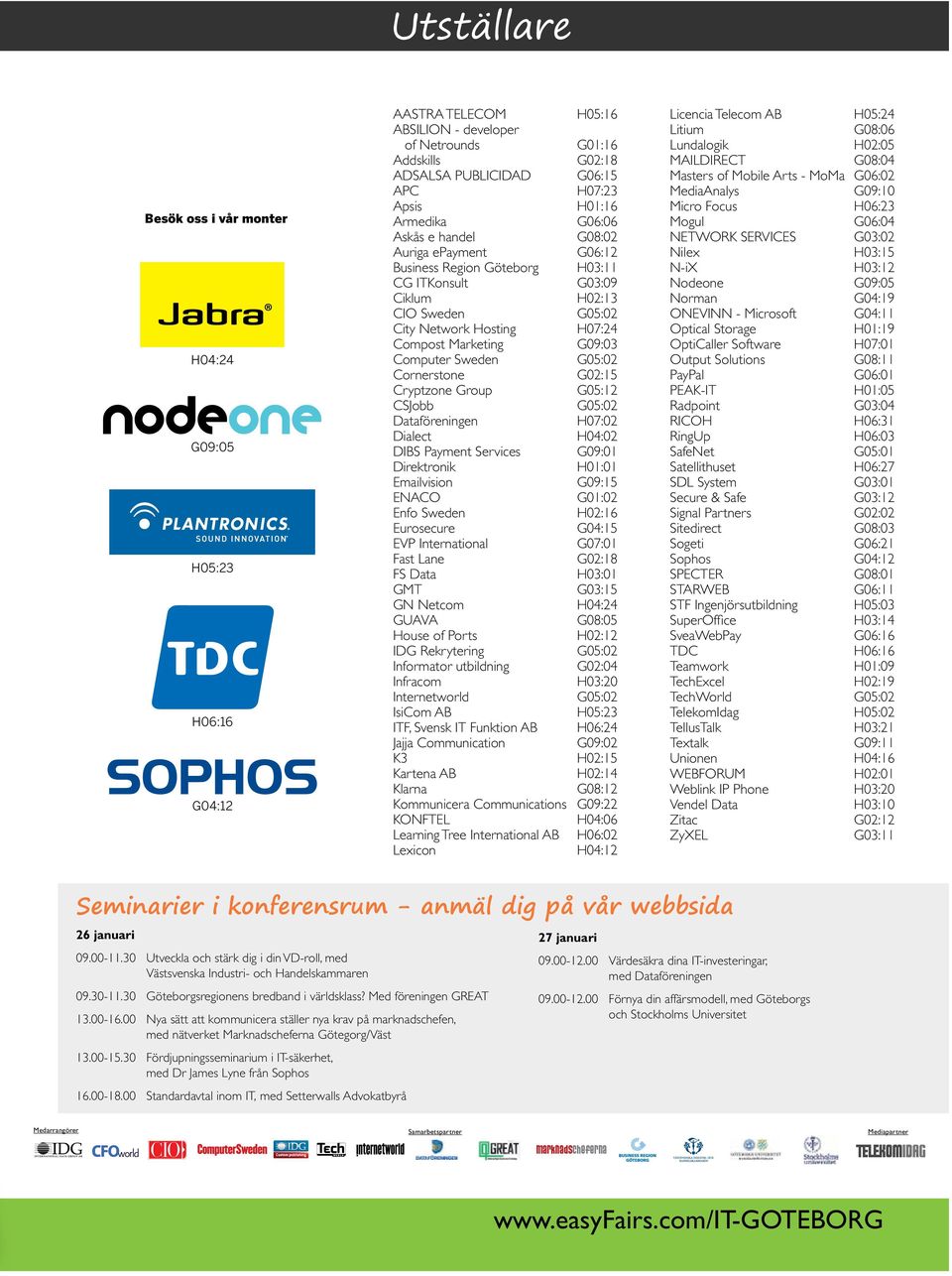 Network Hosting H07:24 Compost Marketing G09:03 Computer Sweden G05:02 Cornerstone G02:15 Cryptzone Group G05:12 CSJobb G05:02 Dataföreningen H07:02 Dialect H04:02 DIBS Payment Services G09:01