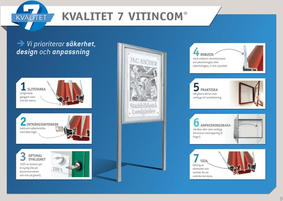 2INTRåNGSSKYDDADE exklusivt säkerhetslås, med dold regel. 6 ANPASSNINGSBARA vändbar dörr utan verktyg (levereras med öppning åt höger).