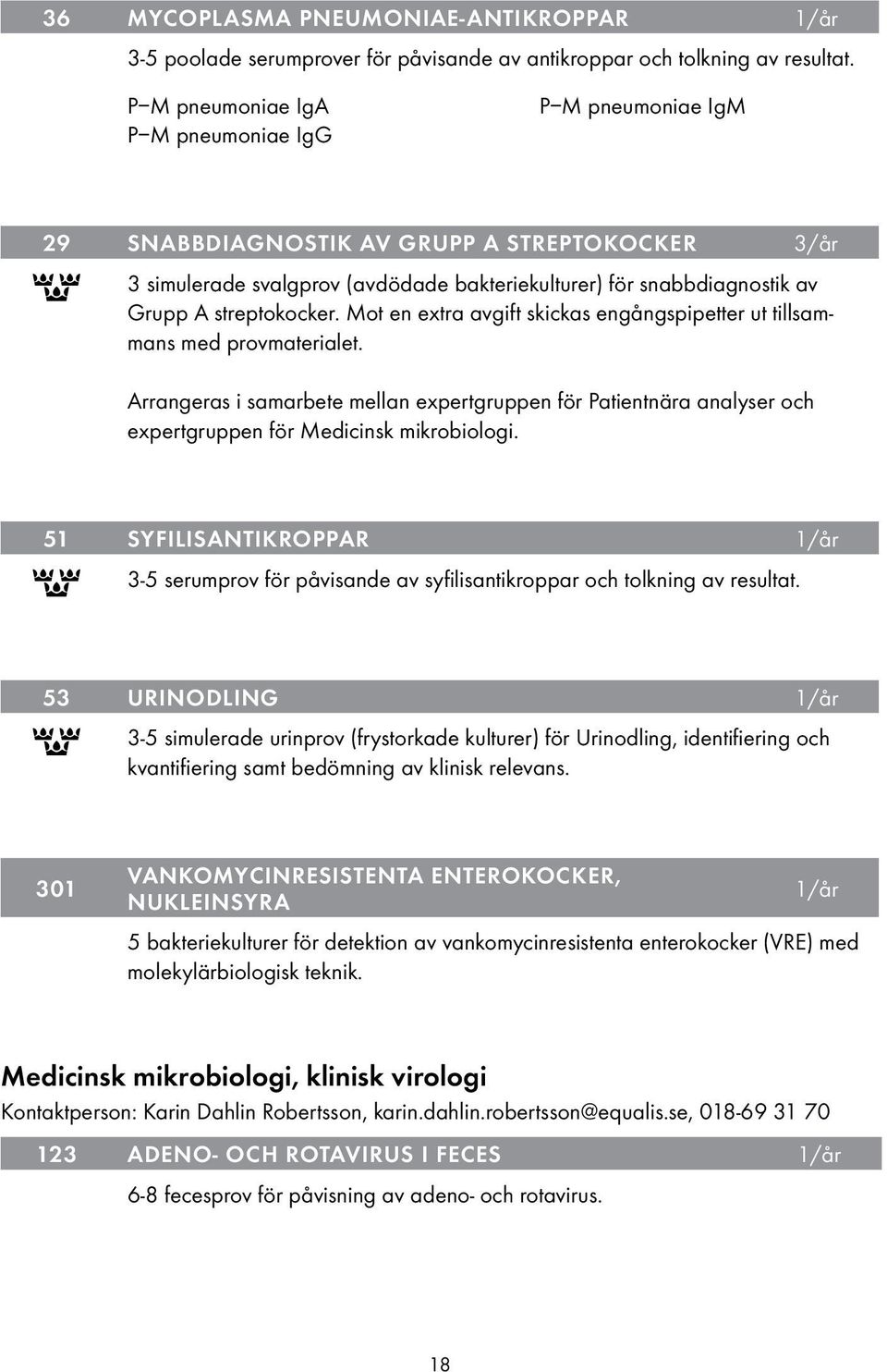 streptokocker. Mot en extra avgift skickas engångspipetter ut tillsammans med provmaterialet.