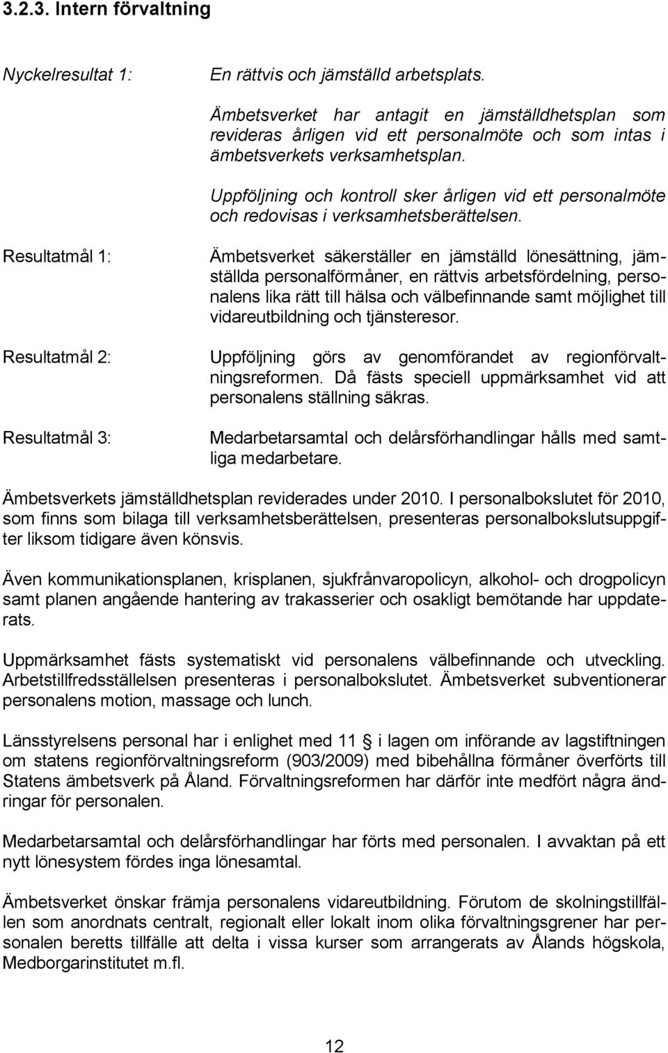 Uppföljning och kontroll sker årligen vid ett personalmöte och redovisas i verksamhetsberättelsen.