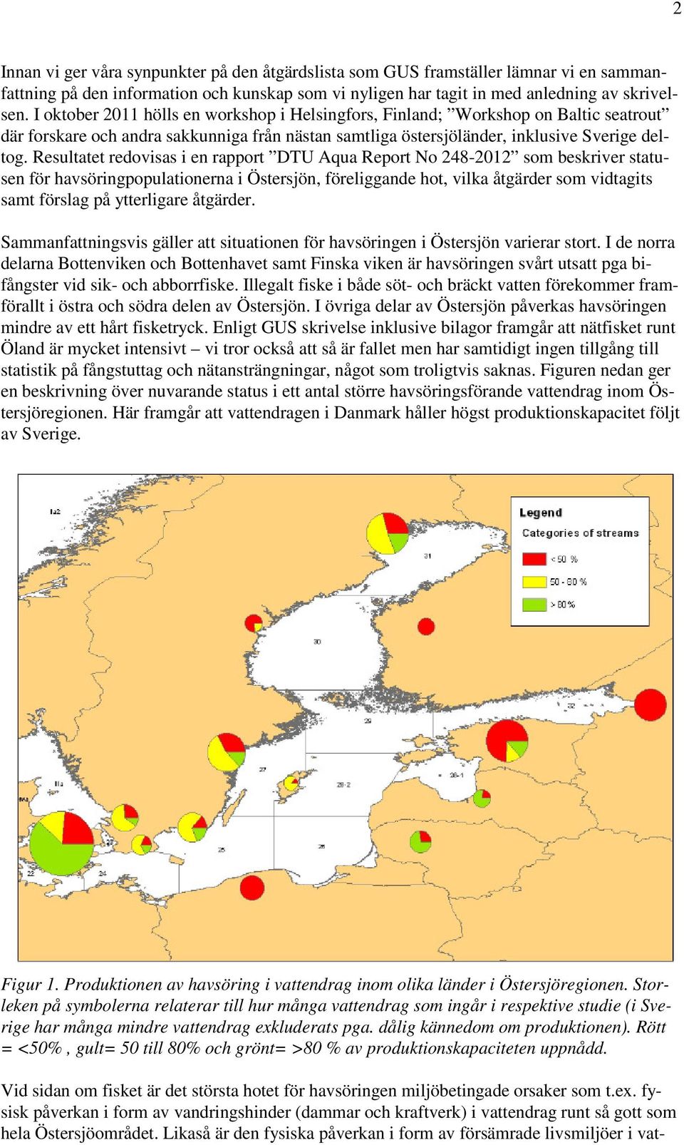Resultatet redovisas i en rapport DTU Aqua Report No 248-2012 som beskriver statusen för havsöringpopulationerna i Östersjön, föreliggande hot, vilka åtgärder som vidtagits samt förslag på