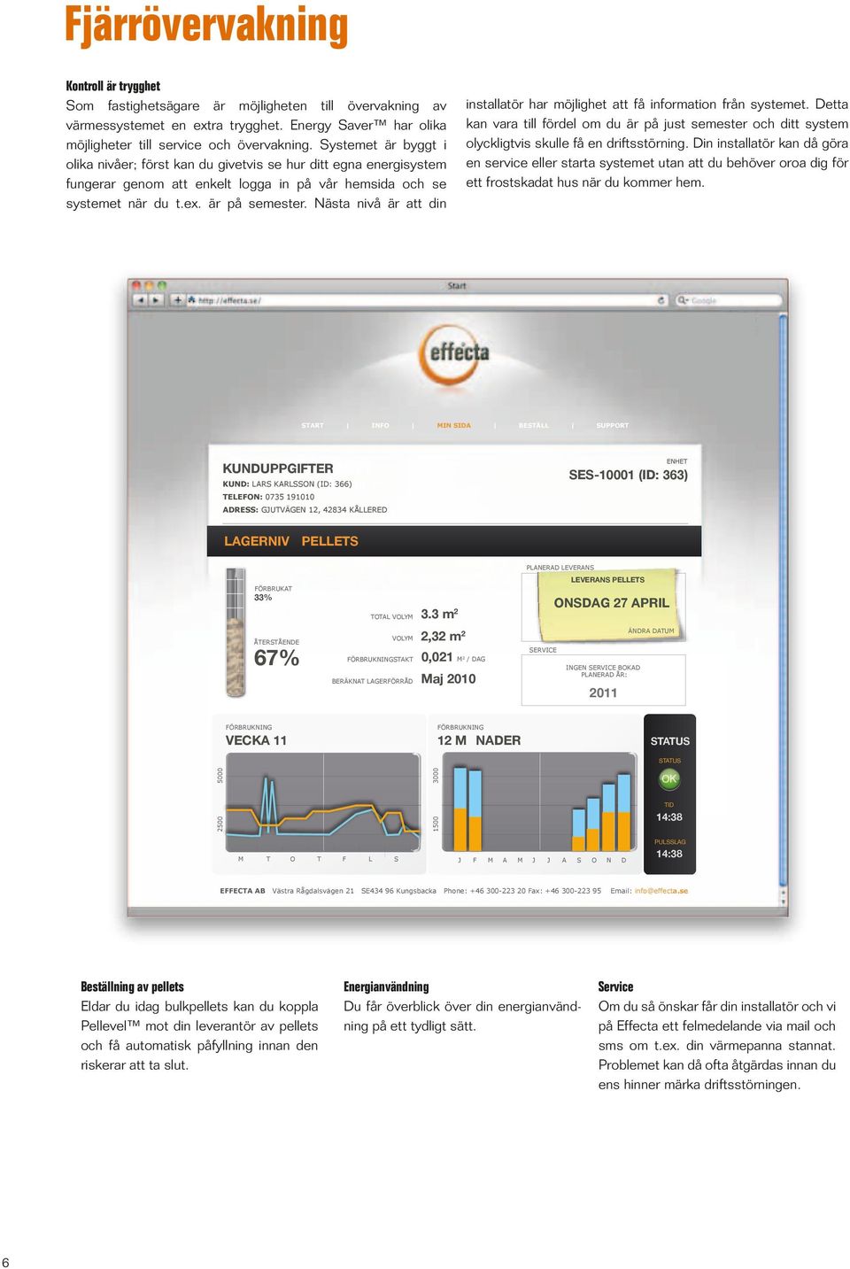 Nästa nivå är att din START INFO installatör har möjlighet att få information från systemet.