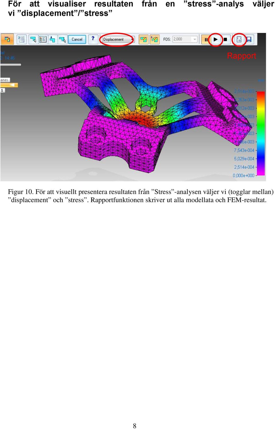 För att visuellt presentera resultaten från Stress -analysen väljer