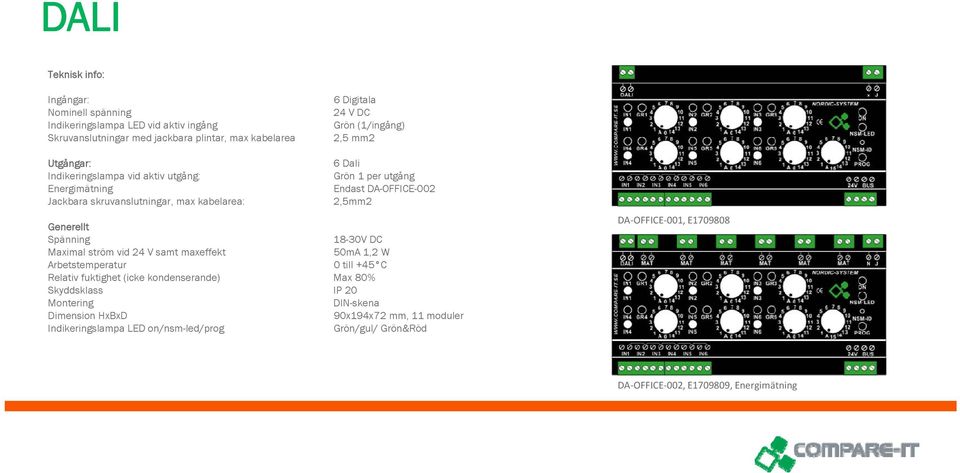 90x194x72 mm, 11 moduler DA OFFICE