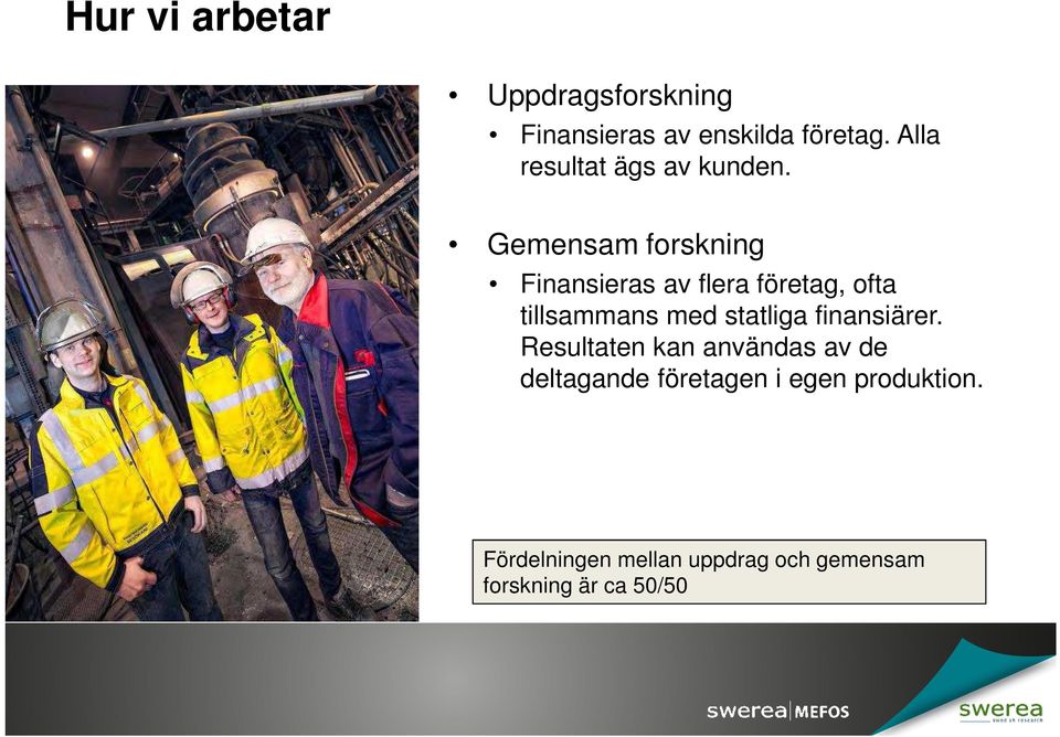 Gemensam forskning Finansieras av flera företag, ofta tillsammans med statliga