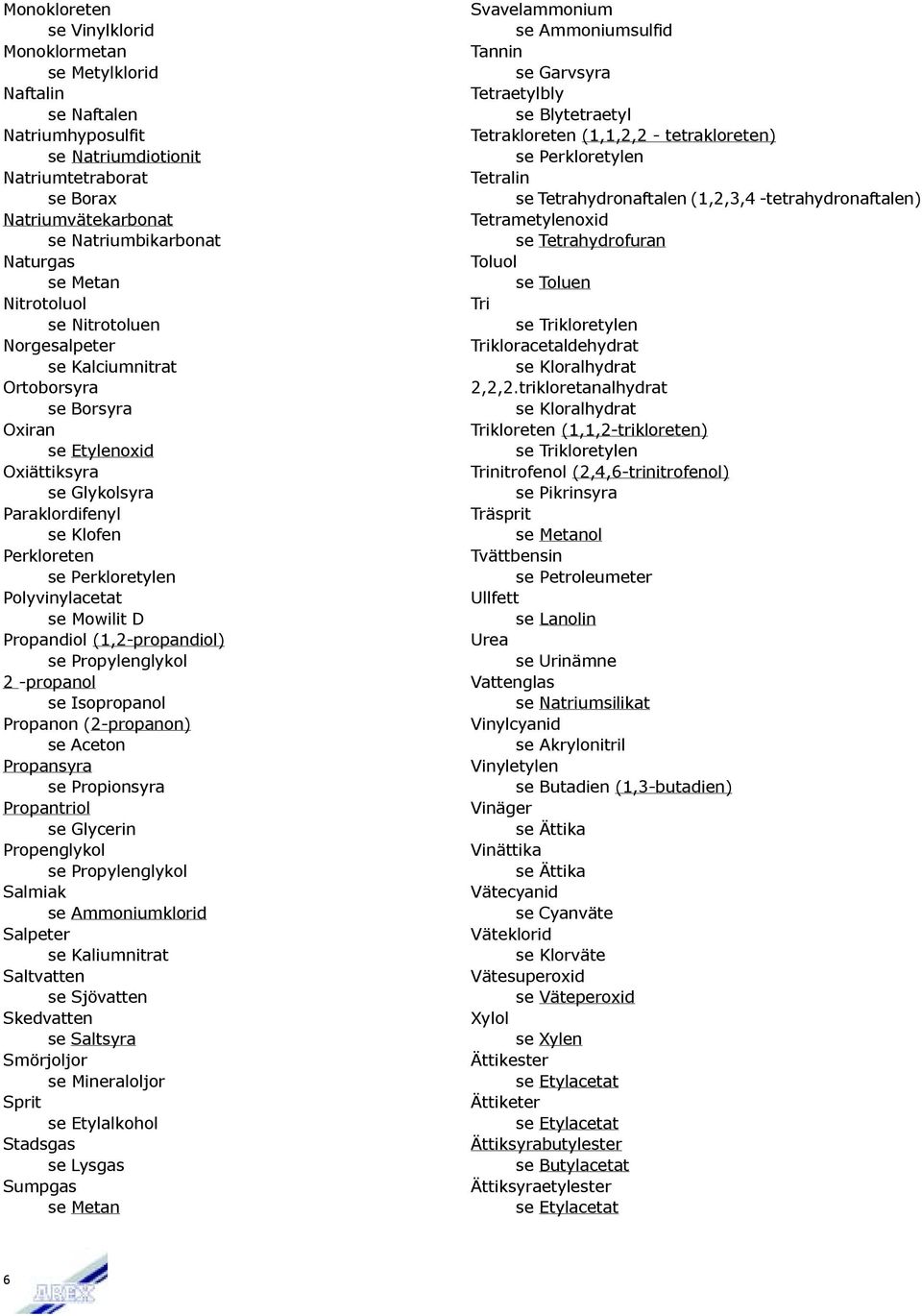 Polyvinylacetat se Mowilit D Propandiol (1,2-propandiol) se Propylenglykol 2 -propanol se Isopropanol Propanon (2-propanon) se Aceton Propansyra se Propionsyra Propantriol se Glycerin Propenglykol se