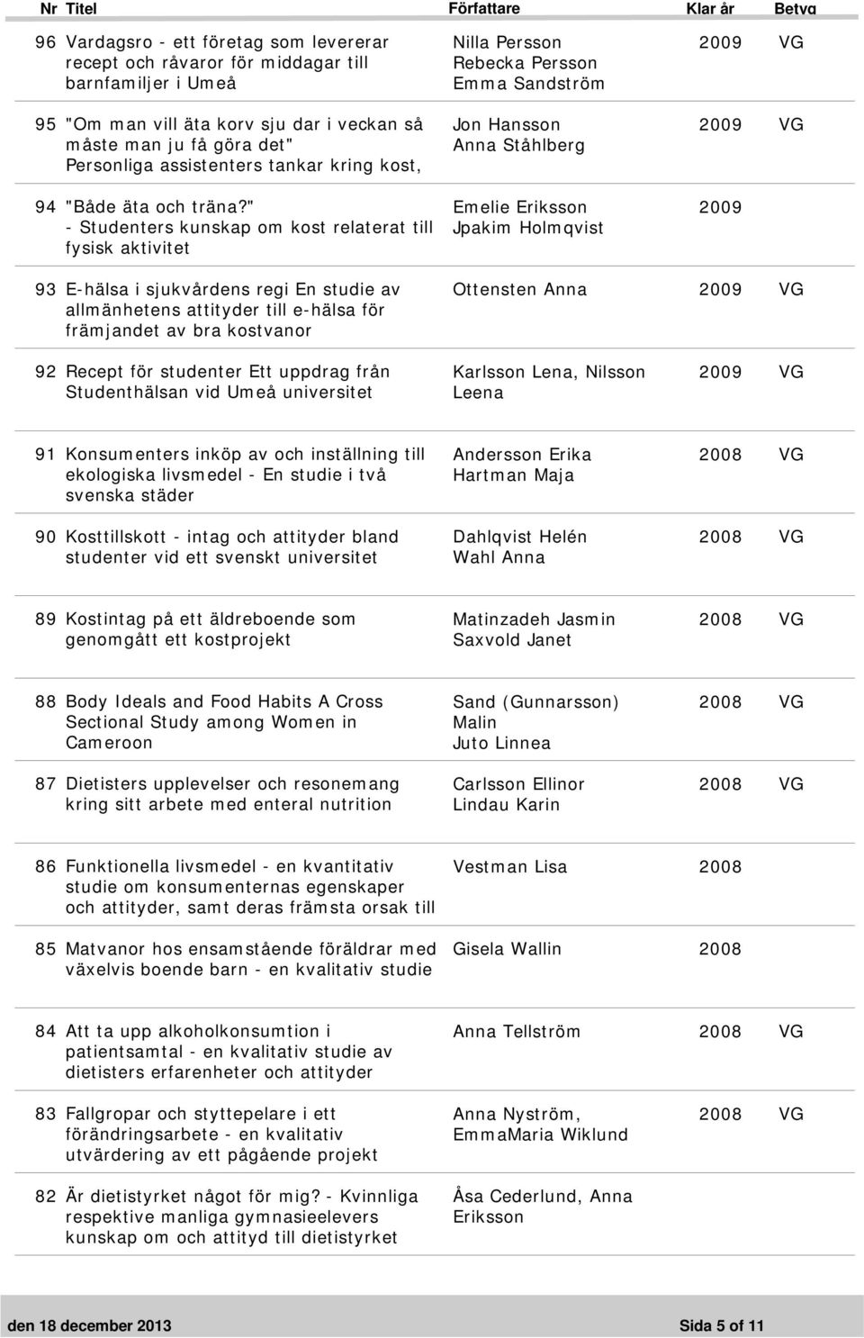 " - Studenters kunskap om kost relaterat till fysisk aktivitet Nilla Persson Rebecka Persson Emma Sandström Jon Hansson Anna Ståhlberg Emelie Eriksson Jpakim Holmqvist 2009 93 E-hälsa i sjukvårdens